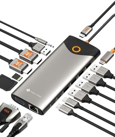 NOVOO Docking Station d\'accueil USB C, 15-en-1, 2 HDMI 4K@60Hz, V...