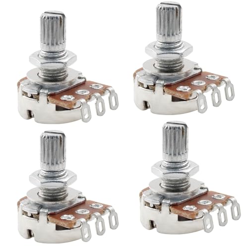 Cionyce 4Pcs guitar potentiometer 250k, Audio Volume Taper Pots for Electric Guitar or Bass Guitar (Short 15mm Shaft A250K B250K)