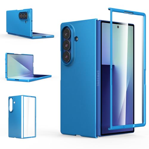 Foluu Funda para Samsung Galaxy Z Fold 7 con protector de pantalla frontal integrado, funda protectora de policarbonato mate ultrafina para Samsung Galaxy Z Fold7 5G 2025 (azul)