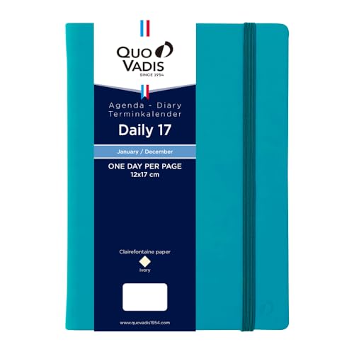 クオバディス 【2026年版】 手帳 ダイアリー『デイリー17プレステージ/シルク』(1日1ページ・1月始まり・B6変型 12×17cm・6ヵ国語表記)ターコイズ QUOVADIS qv376sk-tbのサムネイル