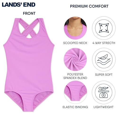 Image of Lands' End Girls' UPF 50+ Stretch Crisscross Back One Piece Swimsuit