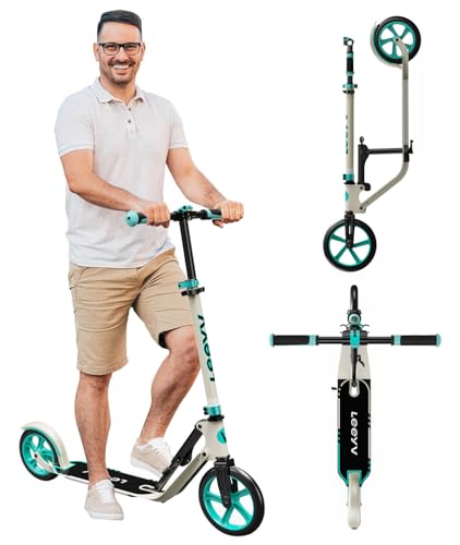 Adult Scooter - Folding, Adjustable Height, Big Wheels, Lightweight All-Aluminum...