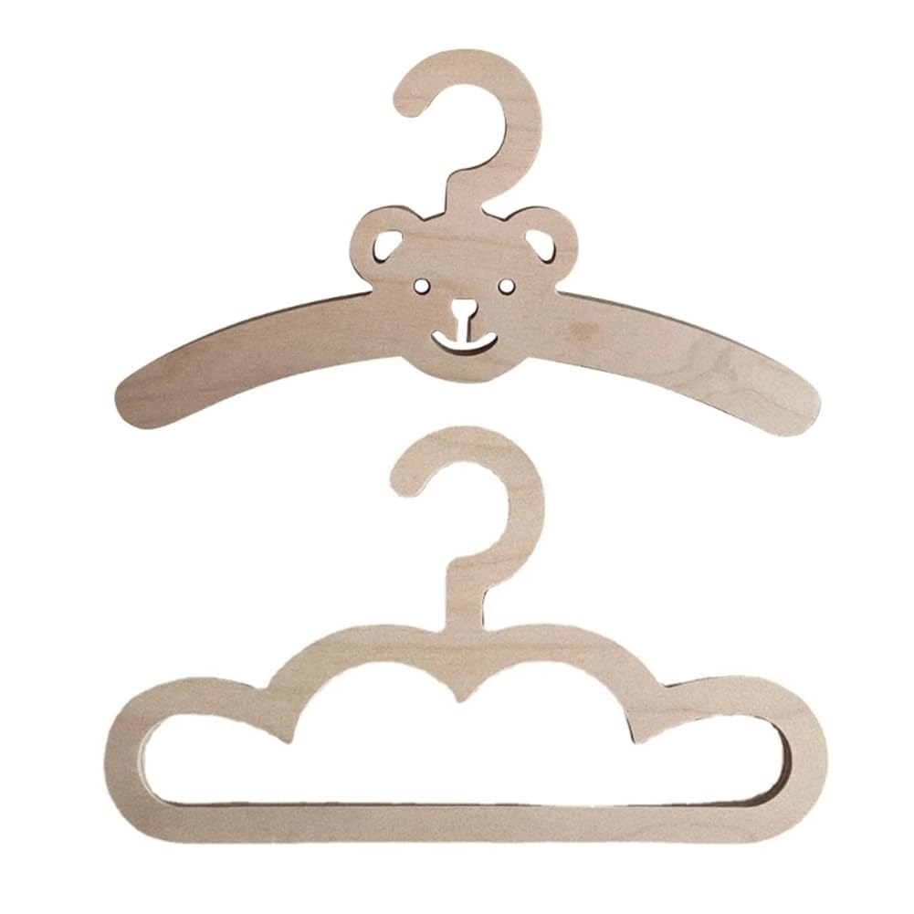 Fegtrtyoa Wood Color 10Pcs Ins Nordic Wooden Bear Cloud Clothes Hanger Wall Hanging Coats Rack Baby Cloth