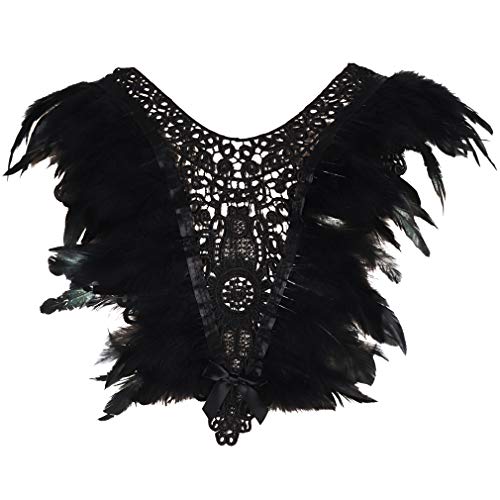 BANSSGOTH Plumas Charreteras Arnés para el Cuerpo Sujetador Encaje Correa para el Pecho Lencería para Mujer Jaula Punk Cinturón gótico Festival Rave Burning Man Cover