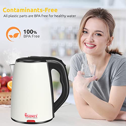 Image of Warmex Home Appliances Boil & serve 99 1500 Watts Double Wall Inner Body Stainless Steel Electric Kettle 1.8 L (White)