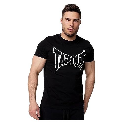 Tapout Lifestyle Basic tee Camiseta, Blanco/Negro, 3XL para Hombre