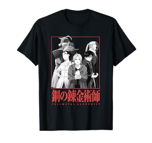 Fullmetal Alchemist Brotherhood Group Pose Kanji Anime T Shirts Tees for Men and Women