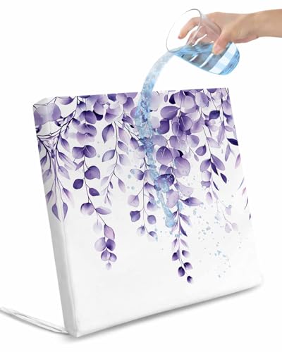 2 Pack Purple Eucalyptus Leaves Waterproof Cushion Covers with Ties, Outdoor Patio Chaise Lounge Chair Seat Cushion Slip Covers Replacement(Only Cover) Watercolor Spring Botanical 22