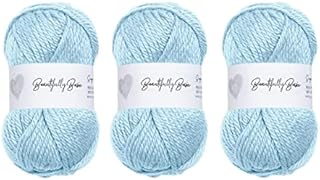 Wool Couture Beautifully Basic Chunky Yarn - 85% Premium Acrylic 15% Virgin Wool Bulky Weight Soft Blend  Easy to Use, Perfect for Beginners  3 Pack of 100g Balls  Arctic Blue
