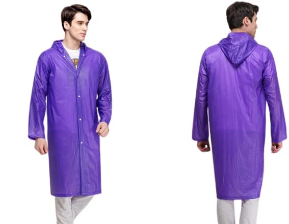 Image of FabNext� Unisex EVA Waterproof Transparent Rain Coat Hooded Outdoor Water Resistant Reusable Portable Raincoat Suit for Men & Women EVA Rain Coat (Free Size)