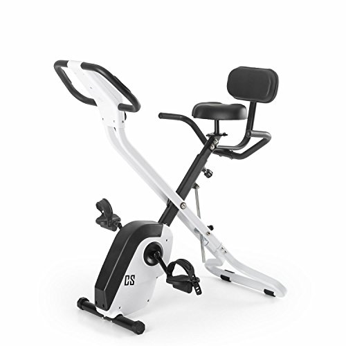 Capital Sports Azura X1 - Ergomètre, Home-Trainer, Pulsomètre, Ordinateur d'entraînement, Pliable, Force d'inertie de 4 kg, 8 Niveaux de résistance, avec Accoudoirs, Blanc