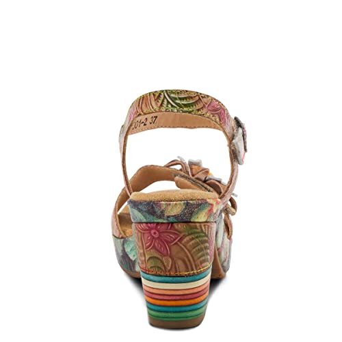 Image of L`Artiste Leilanie Hand-Painted Leather Platform Heel Sandal