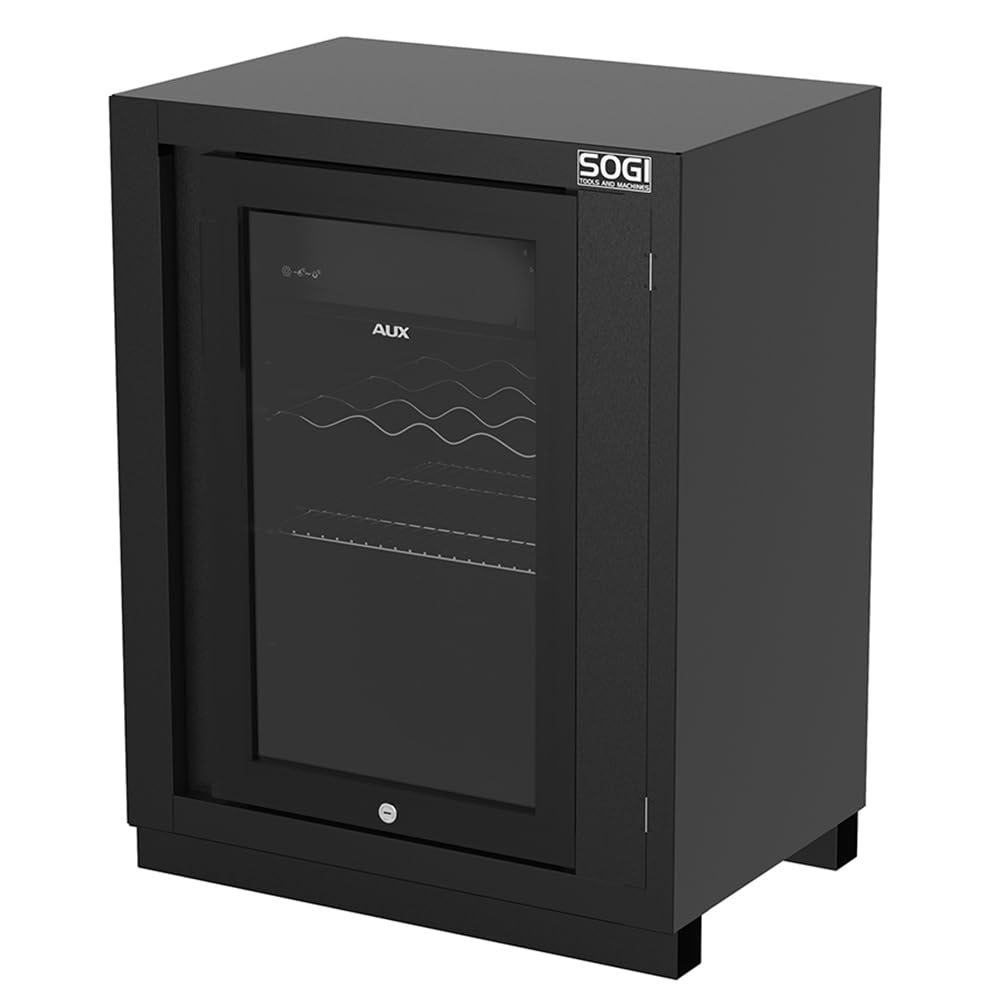 Sogi ARR-M-FRIGO - Armario para taller con nevera y congelador - 680 x 460 x 910 mm - 2 rejillas - clase B - negro grafito