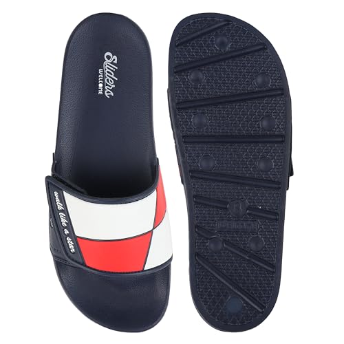 Image of WELCOME Soft Men's Slippers /Sliders with Cushion FootBed for Adult | Comfortable & Light Weight | Stylish & Anti-Skid | Waterproof & Regular Flip Flops for Gents /Boys