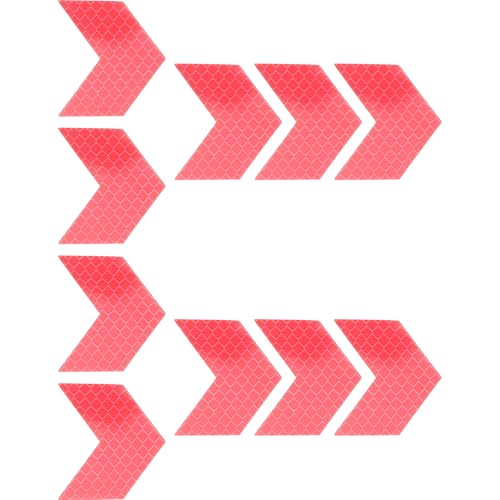 GARVALON Pegatinas Reflectantes para Camiones Flecha de Dirección, 10 Unidades, Cinta Reflectante Roja y Blanca para Exteriores, Alta Visibilidad, Uso Automotor y Seguridad Vial