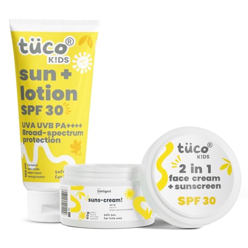 Image of Tuco Kids Sunscreen Lotion (100ml) & Sunscreen Cream (50gm) | Combo Pack of 2 | Safe for Kids and Baby | SPF 30UVA /UVB PA++++ | Broad Spectrum | Benzophenone- 3 and Avobenzone Free | Ages 2-5, 5-10, 10-15 | 150 gm |