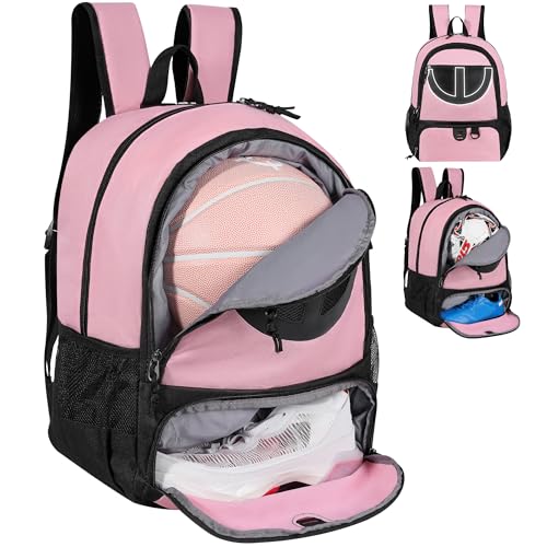 Basketball Bag Backpack for Women with Ball & Shoes Compartment