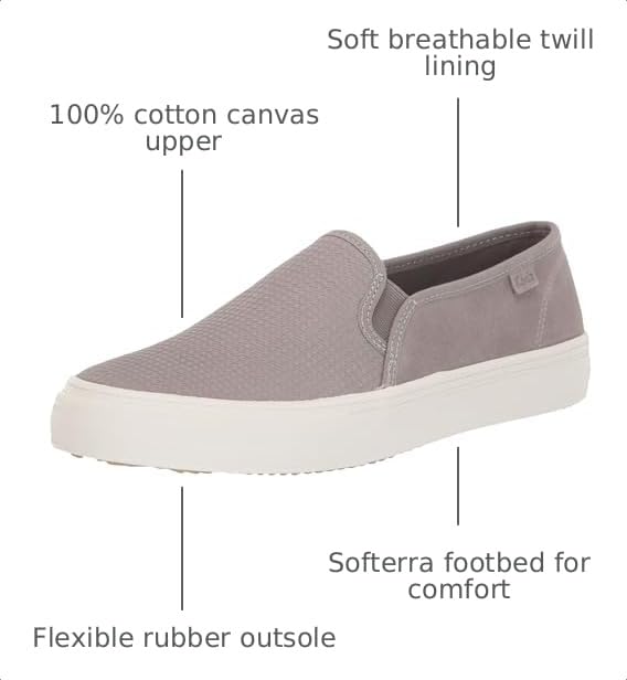 Image of Keds Womens Double Decker Canvas Slip On Sneakers Shoes Casual - Black