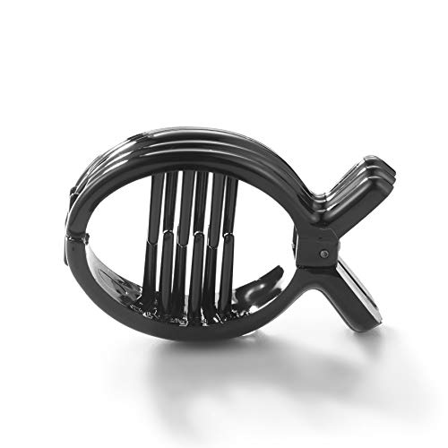 EVITA PERONI Small Black Fish Rib Resin Hair Jaw Claw Clips Ponytail Holder for Women Girls