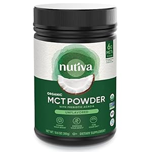 Nutiva Organic MCT Powder with Prebiotic Acacia Fiber, Classic, 10.6 Oz, USDA Organic, Non-GMO, Non-BPA, Vegan, Gluten-Free, Keto & Paleo, Instant Beverage or Boost to Coffee & Smoothies