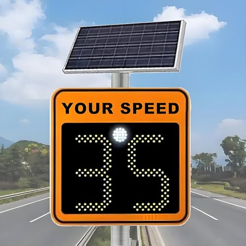 Solar-Powered Radar Speed Limit Sign - LED Traffic Alert Display,