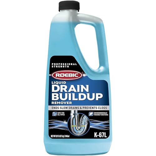 Roebic K-67 Liquid Drain Cleaner, Pipe Buildup Remover with Bacteria Enzymes for Household Drains and Sink Traps, Safe for Kitchen and Bathroom Sink, 32 fl oz