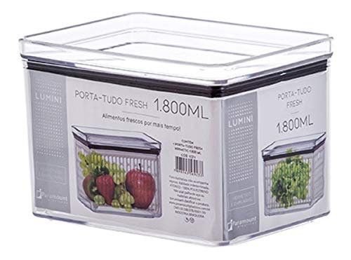 Kit 2 Potes Hermético Cesta Escorredor Geladeira Empilhável 1,8 L