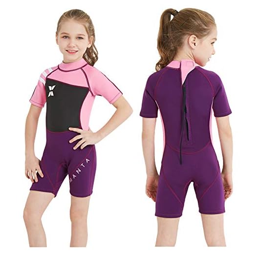 NATYFLY Neoprenanzug Kinder 2.5mm Neopren Thermal Badeanzug Jungen Mädchen Lange/Kurze Ärmel Tauchanzug Zurück Reißverschluss Einteilige Badebekleidung