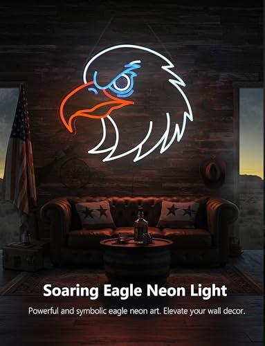 Image of Eagle Neon Sign,Giant Eagles Light up Sign - Cool Neon Light Wall Decor for Home Karaoke Bar Restaurant Pub Cafe Salon Game Room, USB Powered (Eagle Head)