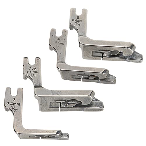 Haofy Ensemble de 4 Pieds-de-biche Accessoires pour Machine à Coudre, Pieds de Guidage Pliants pour Ourlets en Acier Inoxydable en 3/32 3/16 1/4 5/16 Pouces pour L'artisanat à