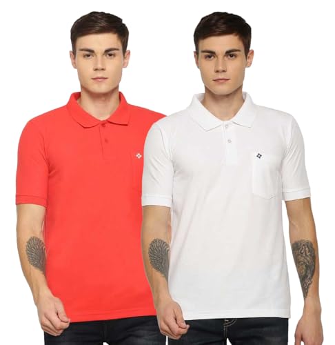 Image of Dollar Men's Pack of 1 Solid Cotton Blend Polo Neck T-Shirt