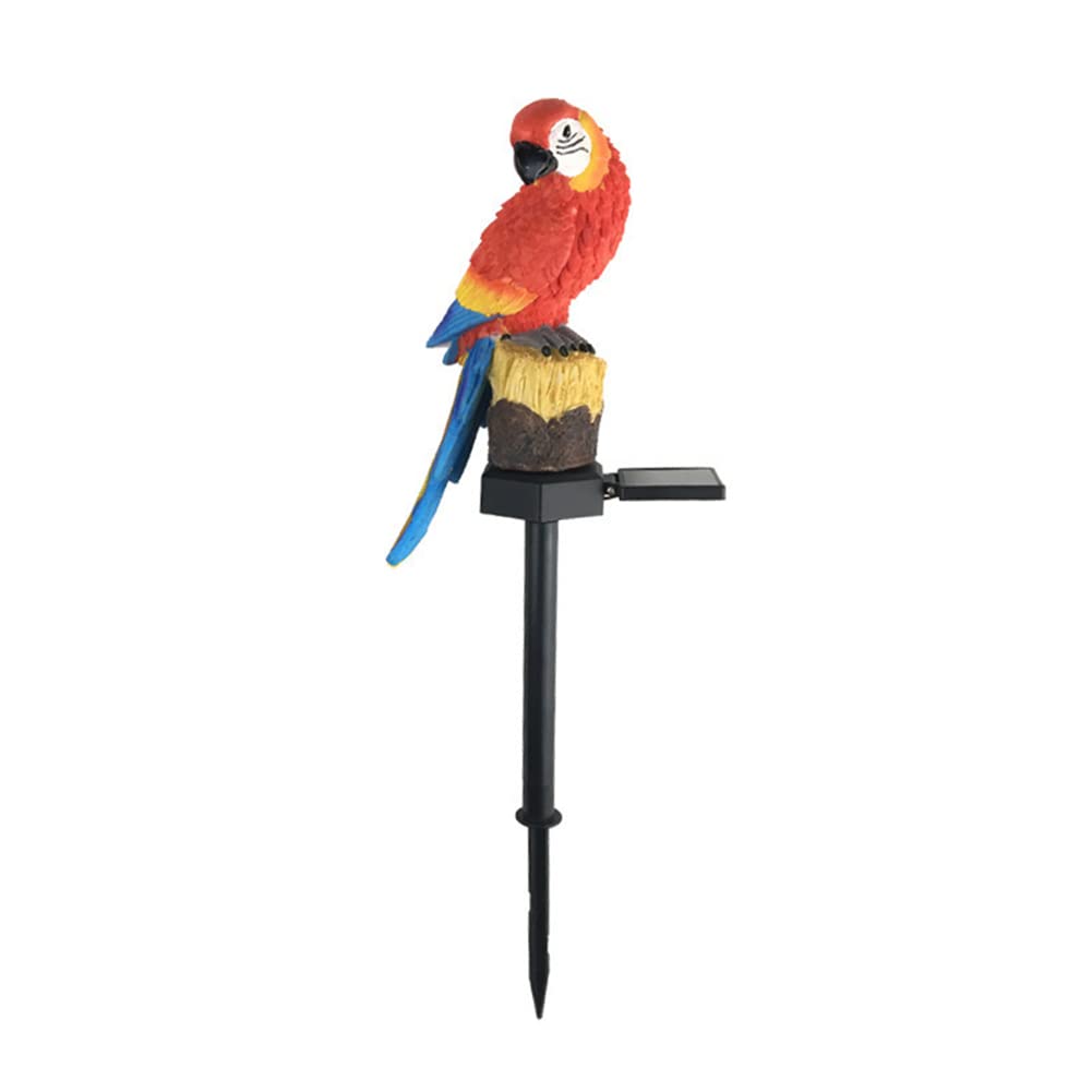 for Outdoor Park LED Landscape Light Solar Resin Parrot Floor Light Solar Garden Decorative Lights Yard Patio Pathway Decoration, Warm White -Red