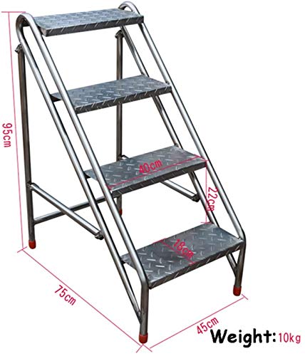 Escabeau en acier inoxydable 4 marches stable de qualité industrielle durable - 4