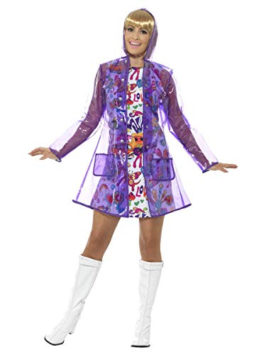 Smiffy's Women's 60s Rain Mac, purple, One Size