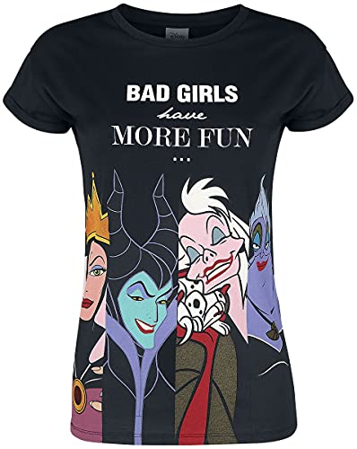 Disney Villains Bad Girls Mujer Camiseta Negro XL 100% algodón Regular Cover