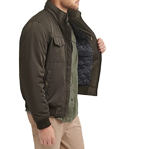 Dockers Men's Quilted Lined Flight Bomber Jacket, Army Green, Large #TOP4