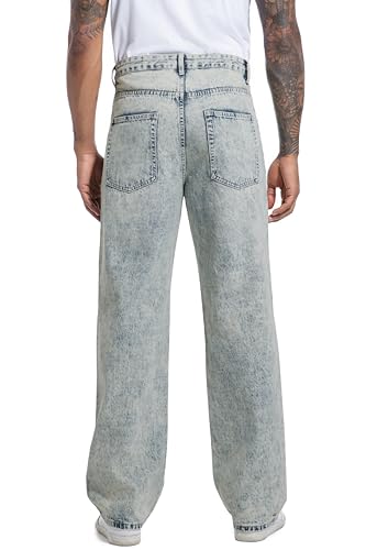 Men's Non-Stretch Loose Fit Wide-Leg Baggy Jeans Pants4