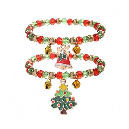 2PCS Christmas Charm Bracelet Adjustable Holiday Bracelets Delicate Christmas Jewelry for Women Festive C/hristmas Jewellery & Bracelets with Charms Ch/ristmas Bracelet Charms Ch/ristmas Jewellery