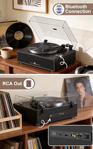 Image of Seasonlife All-in-One Record Player with 4 Speakers & Bluetooth, Black