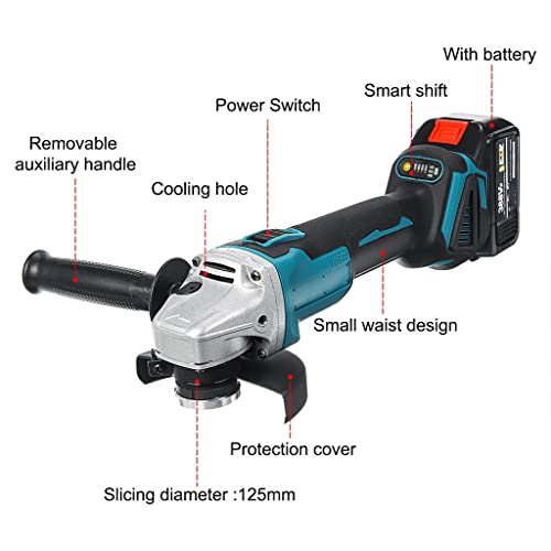 Geltdn 125Mm Brushless Electric Angle Grinder 4 Speed Cutting Machine Power Tool Lithium-Ion Battery Grinder For 18V Battery (Color : 2 Battery) #TOP2