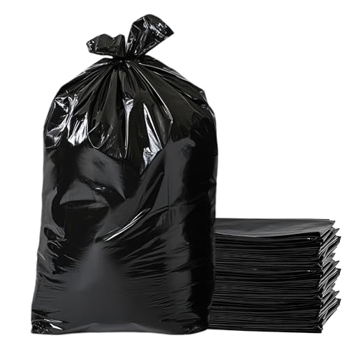Bolsas de basura fuertes y seguras, 50 L, bolsas de basura, parte superior plana, resistentes a desgarros, perfectas para uso diario, hogar, oficina, cocina y catering (50 unidades)