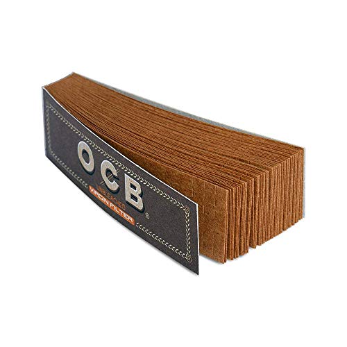 OCB 15160 Filtros para enrollar sin blanquear Virgin con perforación - papel ecológico sin blanquear, 18 x 60 mm, 50 paquetes con 25 filtros cada uno