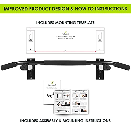 Prosourcefit Wall-Mounted Pull-Up / Chin-Up Bar, Heavy Duty 300 Lb. Capacity, Black #TOP4