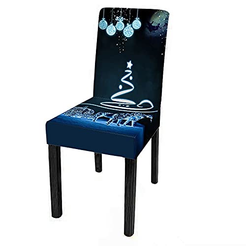 Housse de chaise de salle à manger extensible en spandex imprimé Noël - 5