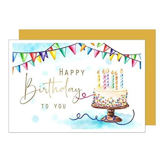 Edition Seidel Tarjeta de felicitación de cumpleaños premium con sobre. Tarjeta de felicitación Billet Happy Birthday para mujer hombre niña niños adolescentes fiesta torta (G3469 SW022)