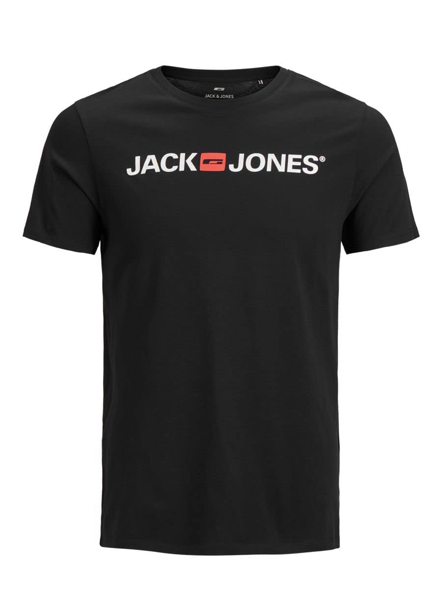 JACK & JONES Men's T-Shirt, King Size Short Sleeve Crew Neck Cotton Tee - Big & Tall Premium Quality Designer Top for Men - Comfort Fit (L-6XL) Black