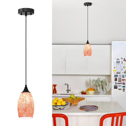ANYLOVE Vintage Art Burgundy Pendant Lighting,1-Pack Hand Glass Hanging Light Fixture,Adjustable Cord for Kitchen,Hallway,Dining Room