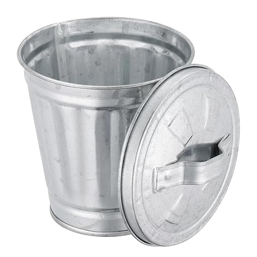 Mini caneca metálica galvanizada plateada con tapa miniatura 6