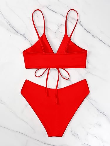 Image of Meetall Women's High Cut String Triangle Bikini Set Swimsuits Sexy Bathing Suits 2 Piece