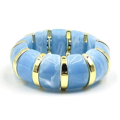 Udroze Periwinkle Chunky Resin Bangle Bracelets for Women Stretch Bracelet